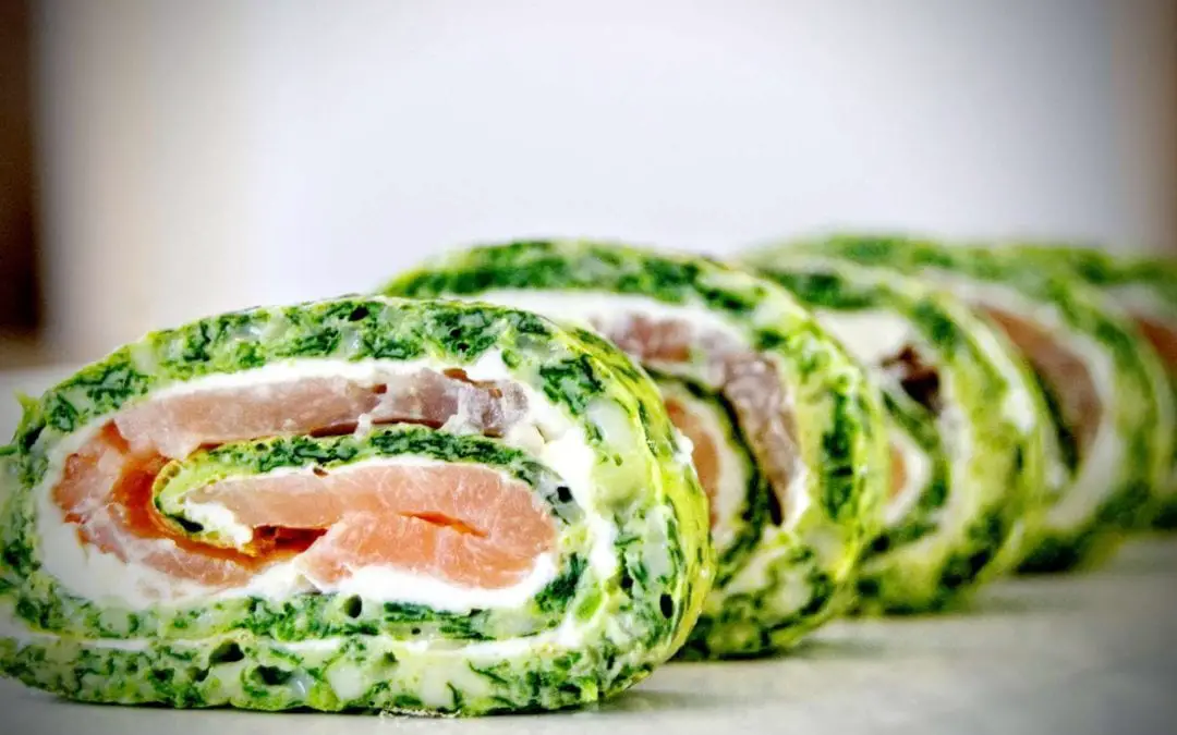 Rezept: Low Carb Lachs Spinat Rolle