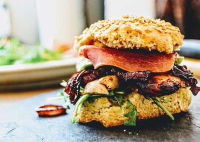 Gesunder Burger mit gesundem Burger Brötchen