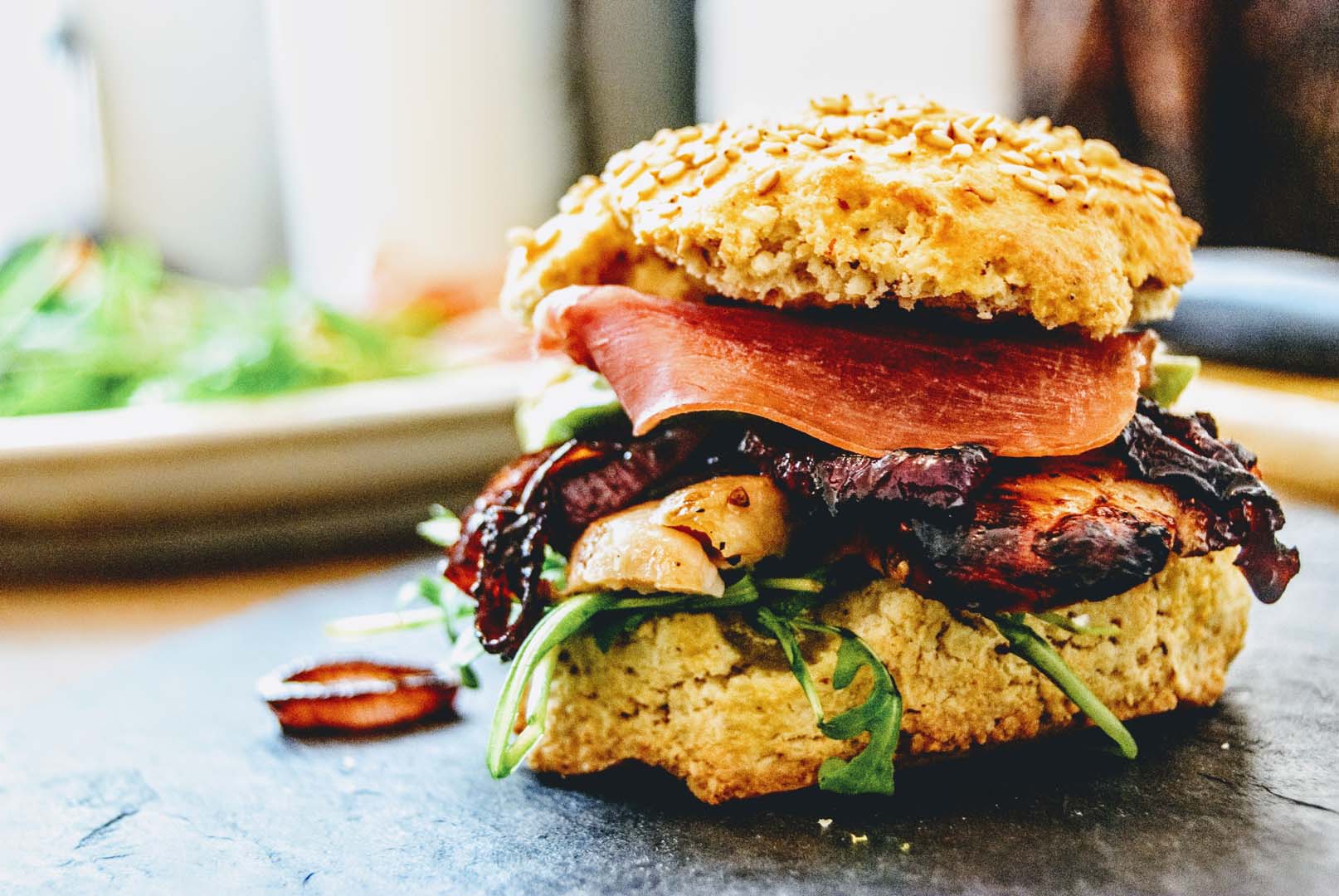 Gesunder Burger mit gesundem Burger Brötchen