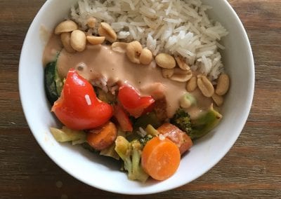 vegane Gemüse Bowl mit Reis