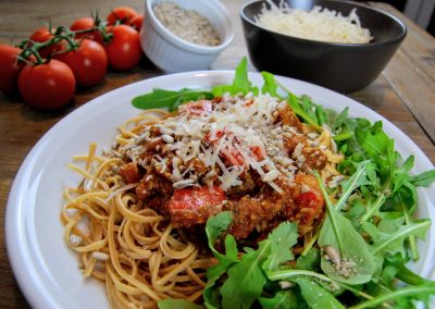 kürbis spaghetti bolognese