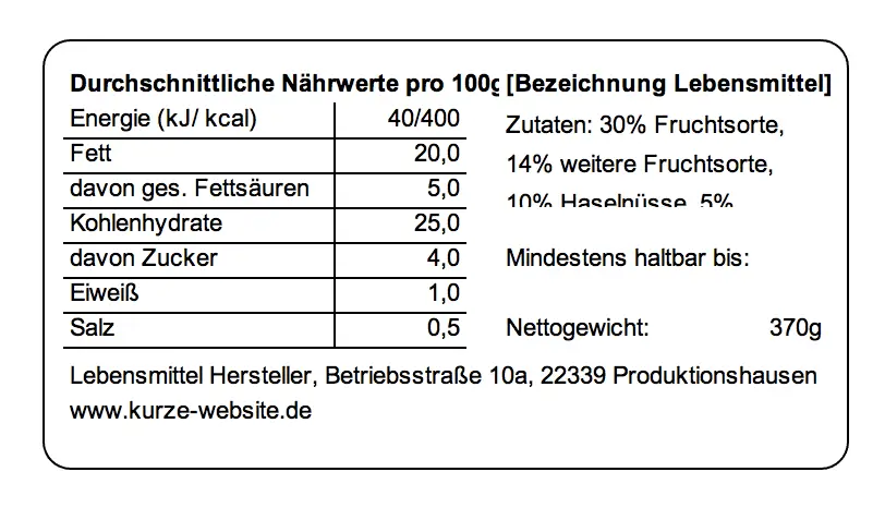 Lebensmittel Kalorienrechner für Mahlzeit