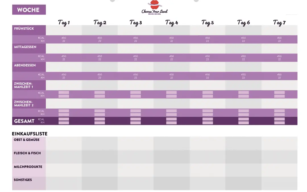 Speiseplan Vorlage Zum Ausdrucken Archive Choose Your Level