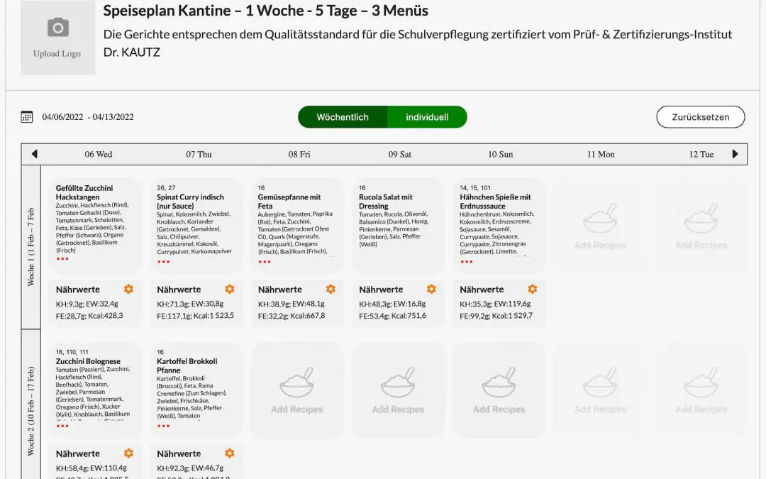 Kostenlose Speiseplan Vorlagen